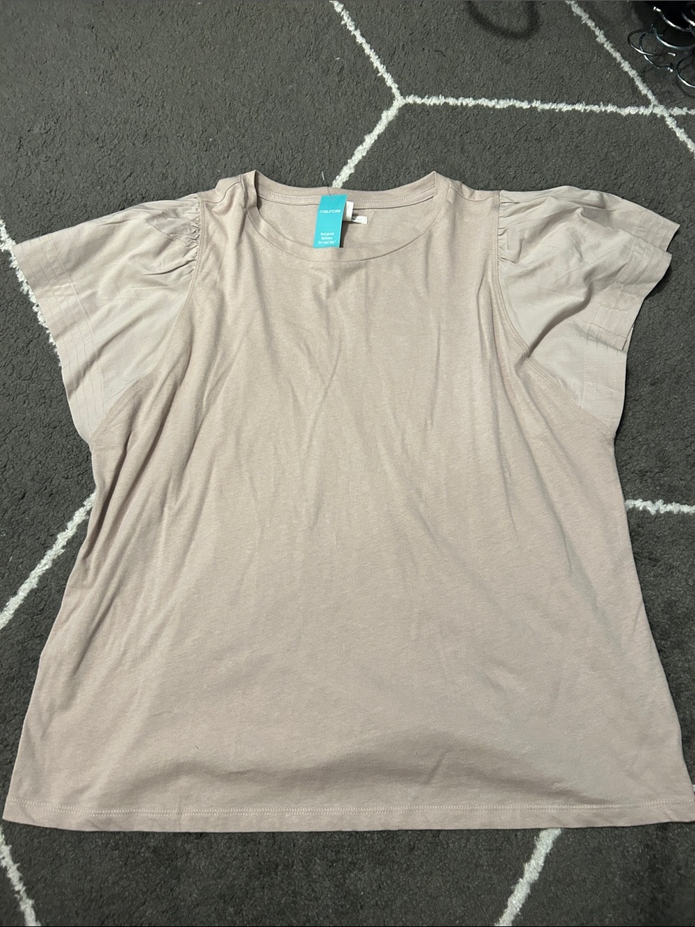 NWT Maurices Woven Flutter Sleeve Tee - Clay beige